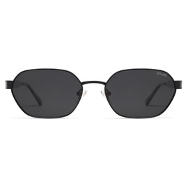 SOJOS Trendy Polarized Hexagon Sunglasses for Women Men, UV400 Retro Rectangle Shades SJ1238, Black/Grey