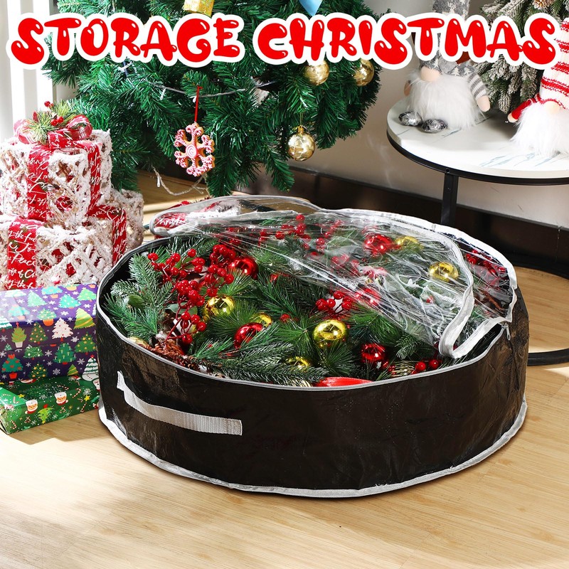 Aliceset 4 Pack Christmas Wreath Storage Containers, Ornament Garland Storage