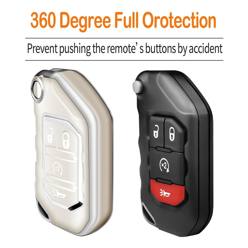 Sindeda for Jeep Key Fob Cover with Keychain Soft Full