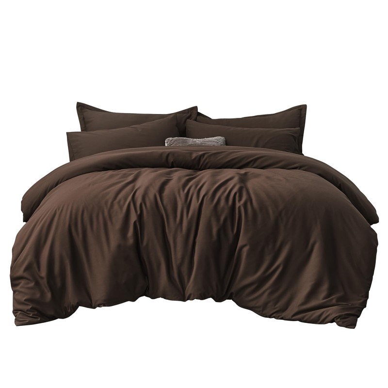 Aisbo Double Duvet Covers Set Brown - 3Pcs Bedding Set