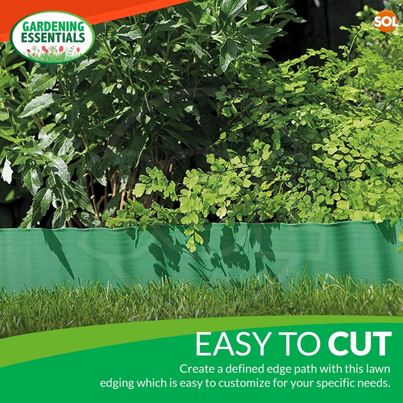 SOL Lawn Edging Border, 100mm x 10m Garden Edging, Flexible