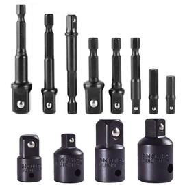 Gasea 8pcs 1/4", 3/8",1/2" Extension Socket Adapter Set and 4pcs Impact Socket Adapter and Reducer Set for Impact Driver Ratchet Docket Extentsion Conversion Tool