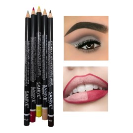 Set 5 Delineadores De Lapiz Ojos Y Labios Colores Vibrantes