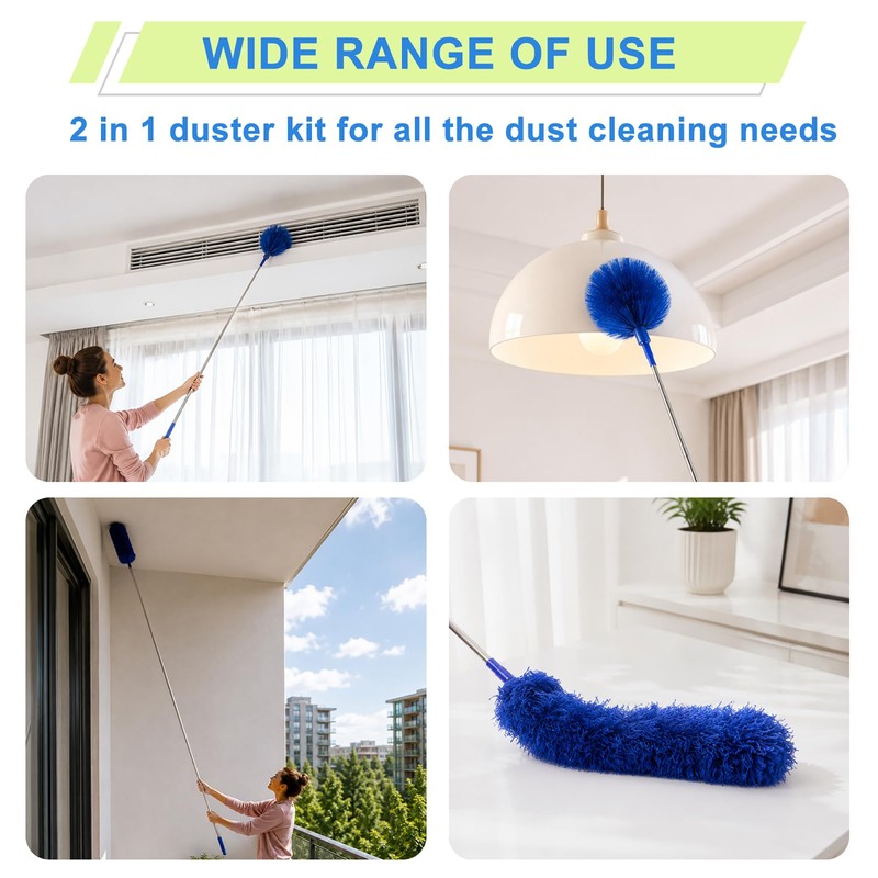 Cobweb Duster with Extension Pole, Spider Web Brush, 100" Microfiber