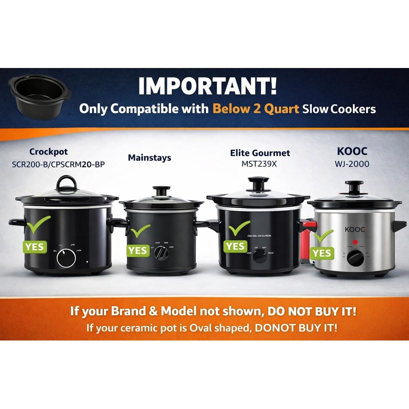 Round 2 qt slow cooker pot replacement, Compatible with 2QT
