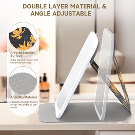 Mocado Travel Makeup Mirro with Lights, 360° Rotation Lighted Makeup Mirror, Portable Mirror with 10x Magnification, 60LEDs 3 Color Lightings, Dimmable Touch Screen, Tabletop Light up Mirror(Daisy)