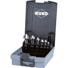 RUKO Taper Deburring Countersinker Set HSSE-Co5 Type C 90° in plastic case 6pcs. 102152ERO