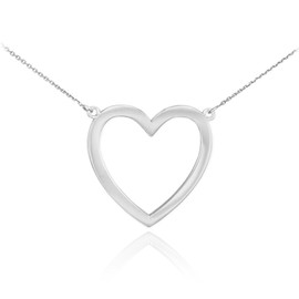 Sideways Crosses 925 Sterling Silver Delicate Open Heart Necklace, 22"