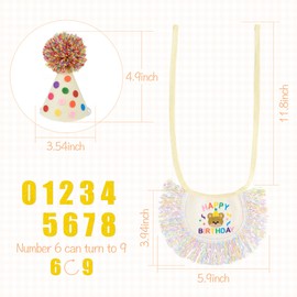 Arogheiz Pet Cat Dogs Birthday Party Supplies, Pet Birthday Bandana Cat Birthday Hat with Numbers Pet Birthday Decorations Outfits for Cat Dogs(S)