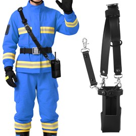 abcGoodefg - Correa y soporte para radio de bombero de piel, juego de funda de radio de piel con correa antibalanceo, protectores de cable compatibles con Motorola APX 6000/6000XE/8000/8000XE (negro)
