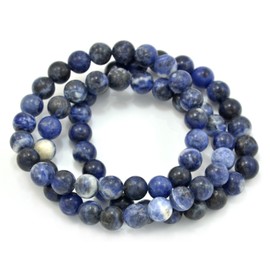 Juego de 3 pulseras de abalorio elásticas de piedra de sodalita Azul