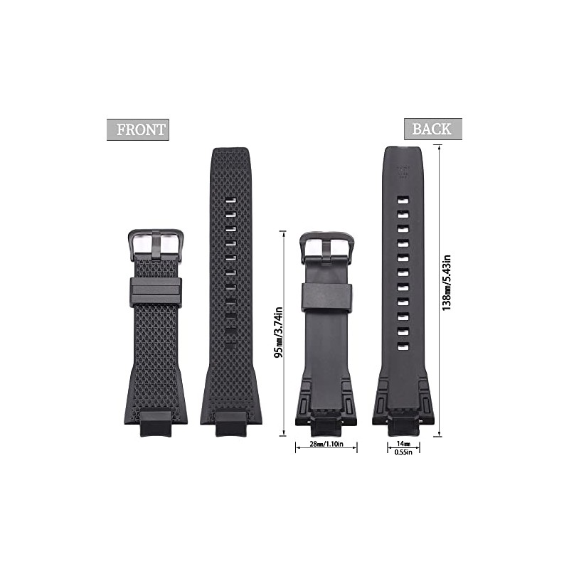 XBHSW Rubber Watch Band for Casio G-Shock G-Steel GST-B400-1AJF GSTB400-1A