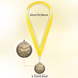 AmazingSpark 5 Pcs Graduation Award Medals Salutatorian Award Medal on Gold Grosgrain Ribbon for Students Graduation School Education Academics Celebration Recognition Party Supplies