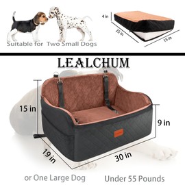 Lealchum Dog Car Seat for Medium/Large Dogs,2 Clip-On Safety Leashs for 2 Small Dogs,Removable and Washable Comfy Pet Car Seat,Easy to Install and Clean (Green, Large)