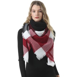 Makfort Women's Autumn Winter Scarf, Imitation Cashmere Chequered Blanket Scarf, 140 x 140 cm - G.