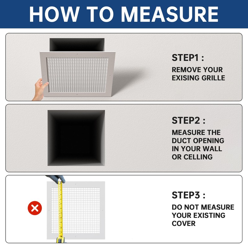 DECOAIRCON Return Air Grille Fits 12'' x 12'' Duct Opening,