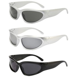 GDFHBD 3 Pieces Of Stylish Sunglasses, Retro Simple, Creative Futuristic Sports Glasses, Universal For Men And Women, Outdoor Riding Accessories.