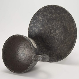 Marui Pottery Shigaraki Ware Hettamon, Cup & Saucer, Brush