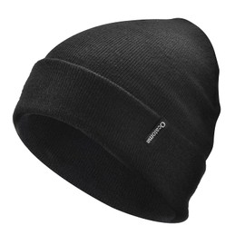 Ocatoma Beanie for Men Women Acrylic Knit Cuffed Slouchy Men's Daily Warm Hat Unisex Gifts for Men Women Boyfriend Him Her Black