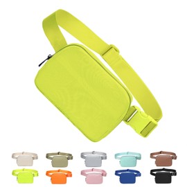 Tapp Collections Unisex Mini Crossbody Belt Bag with Adjustable Strap Small Waist Pouch for Workout Running Traveling Hiking - Neon Green