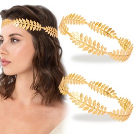 Vovii Laurel Wreath Crown for Women Men Toga Costume, Gold Leaf Headband Headpiece for Roman Emperor Greek Accessories Cosplay Prom (2Pcs)