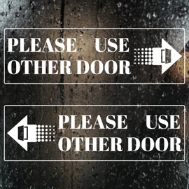 4pcs Please Use Other Door Sticker, 12x4 Inch Removable Static Cling Sticker Please Use Other Door Sign with Left Right Arrow Waterproof Entrance Decal for Store Office Shops Glass