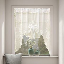 Maritown Swag Curtains Lace Valances Semi Sheer Floral Kitchen Window Swags
