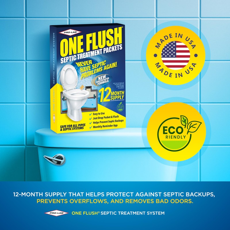 One Flush Septic Tank Treatment Packets - 1 Year Supply
