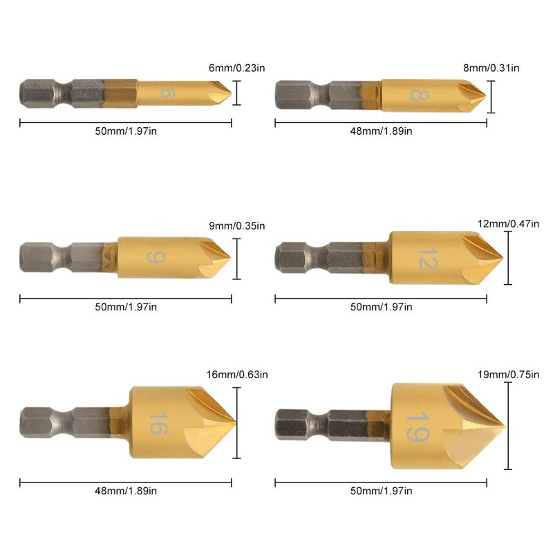 COMOWARE Countersink Drill Bit Set- 7 Pcs Counter Sinker Drill