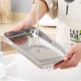 Baking Sheet Pan Set, 6pc Stainless Steel Cookie Sheet Baking Pan Small Baking Sheets for Toaster Oven, Half Sheet Baking Pans Set Rectangle Tray Barbecue Grill Pan