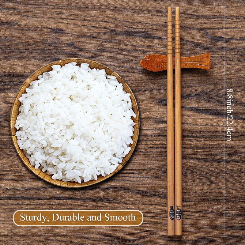 MELLIEX 10 Pairs of Chopsticks Japanese Bamboo Chopsticks Reusable Washable