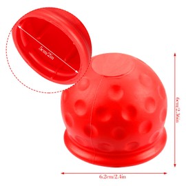Rumyve 1-Piece Trailer Hitch Ball Cover - Abrasion-Resistant and Dust-Proof - Soft Rubber Tow Bar Cover 50mm (Red)