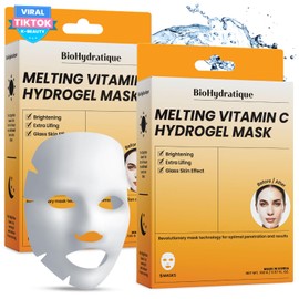 Bio Hydratique Vitamin C Face Mask – Overnight Hydrogel Care for Dark Spots, Fine Lines & Dry Skin – Dermatologist Tested, Anti-Aging, Korean Skin Care – Clean Beauty, Glass Skin Glow – Pack of 10