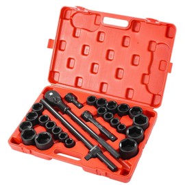 3/4" Drive Impact Socket Set,27-Piece SAE 7/8" to 2" & Metric 22-50mm 6-Point Sockets, Cr-V Steel,with Storage Case,for Trucks, RVs & Heavy-Duty Vehicles
