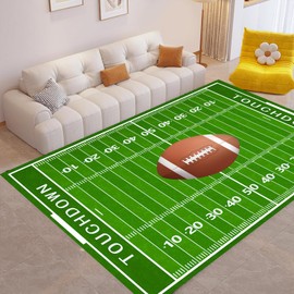 Football Field 6x9 Rug for Boys Bedroom Sports Rugs for Boys Room Decor, Soft Football Rug for Kids Playroom, Area Rug for Game Room or Man Cave Carpet