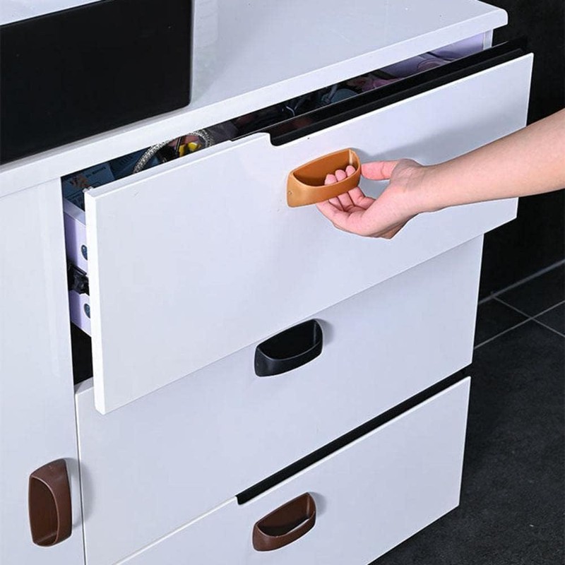 Adhesive Handle, 2 Pcs White Self-Stick Wardrobes Handles Helper with