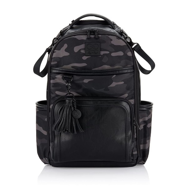 Itzy Ritzy Chelsea + Cole Diaper Bag Backpack - Large Capacity Boss Backpack Diaper Bag; Includes Changing Pad, Stroller Clips and Tassel, Camo with Stag Head Print Interior and Black Hardware