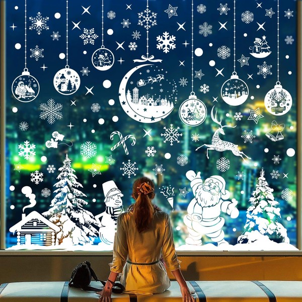 heekpek Christmas Window Stickers Large Xmas Window Stickers Christmas Scene