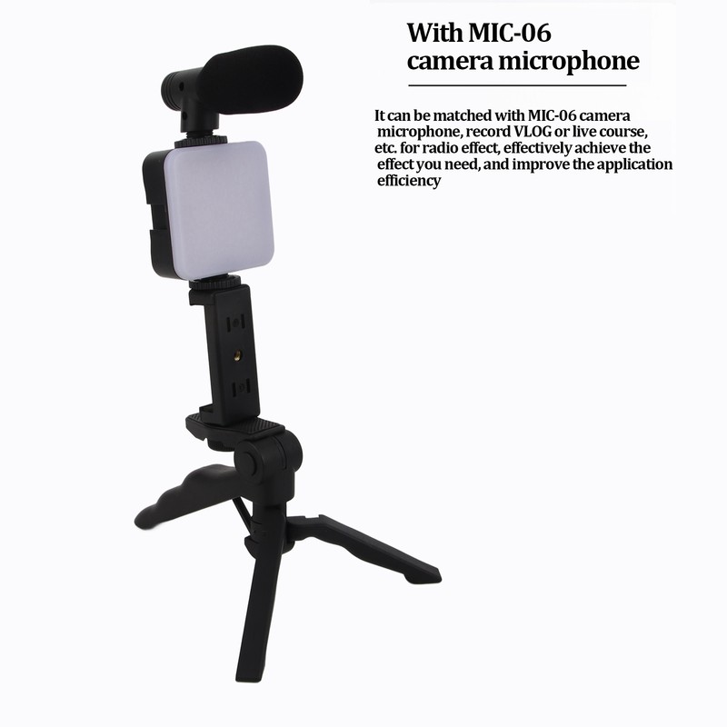 LED Video Fill Light Microphone Tripod Kit for Phone Camera