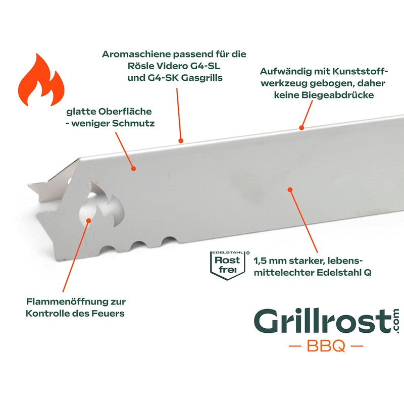 Grillrost.com Das Original Stainless Steel Aroma Rail for Rösle Burner
