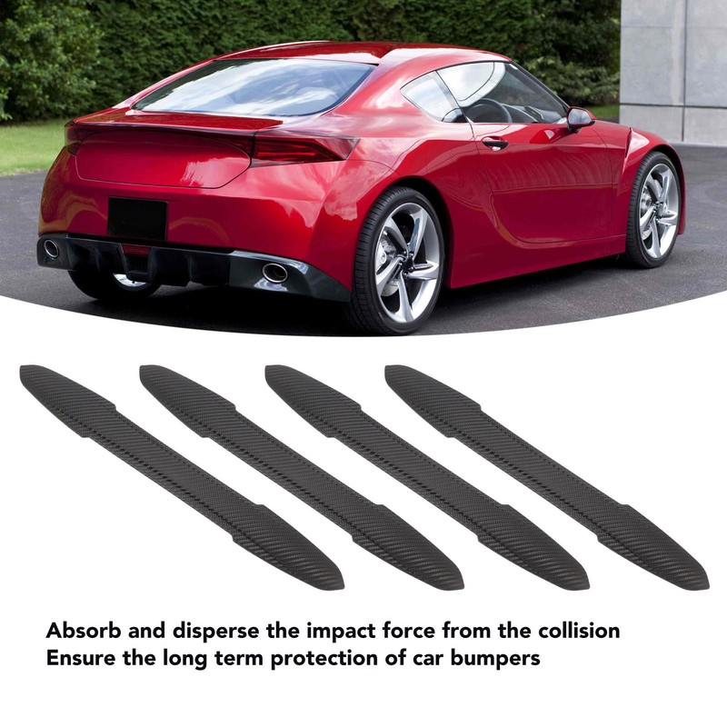 4PCS Bumper Guard Strip Carbon Fiber Pattern Textured 43cm Length