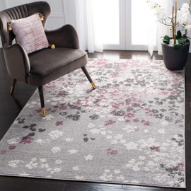 SAFAVIEH Adirondack Collection ADR115M Floral Non-Shedding Living Room Bedroom Accent Area Rug, 3' x 5', Light Grey / Purple