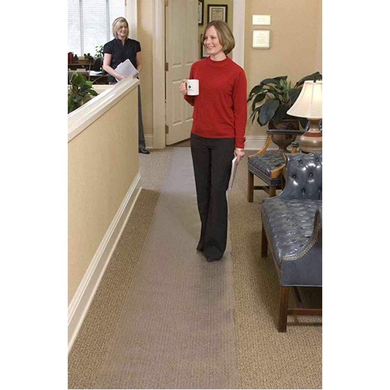 Clear Vinyl Plastic Floor Runner/Protector for Low/Deep Pile Carpet (26”