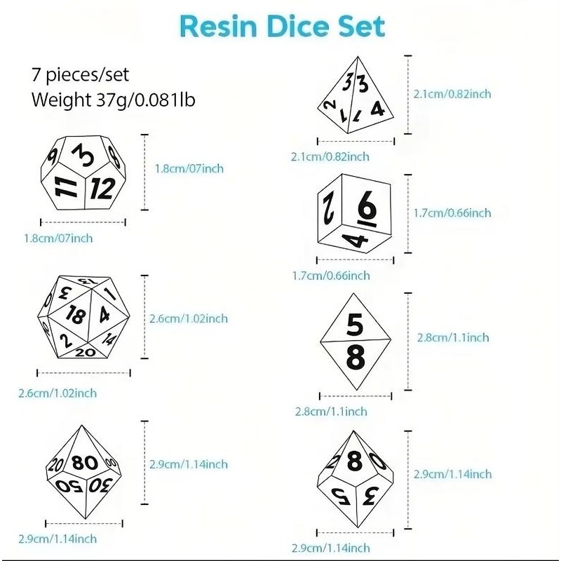 7 PCS Beholder's Dragon Eye DND Dice Set -Sharp Edge