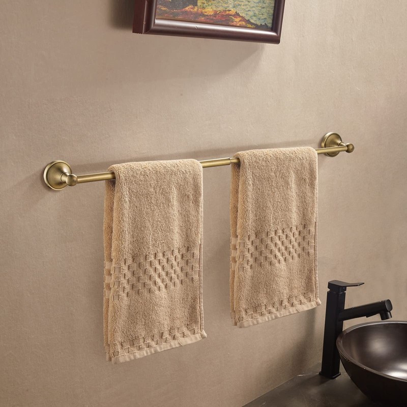 Leyden Antique Brass Towel Bar, Adjustable Towel Holder Rod Brass