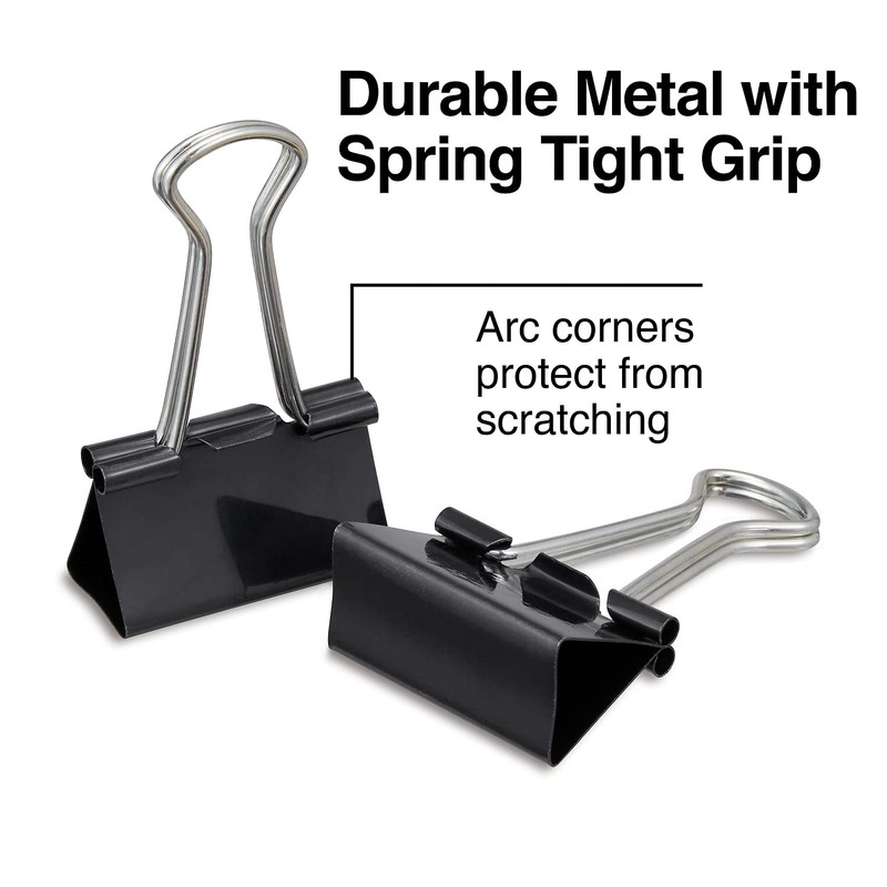 Staples Medium Binder Clips, 0.63" Capacity, Black, 144 Clips/Pack (ST32003)