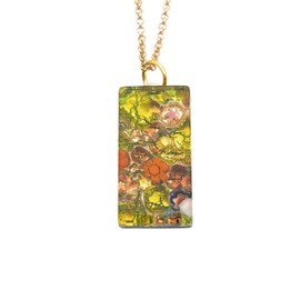 Handmade Murano Glass Pendant, Murano Glass Jewellery from Venice Italy, Millefiori Flowers on Gold Leaf, 3cm x 1.5cm (Lisa)