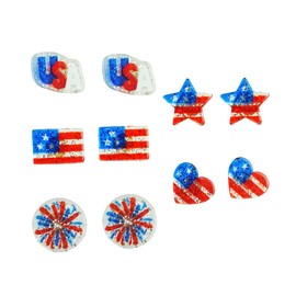 USA 2026 4th of July Gifts American Patriotic Flag Glitter Red White Blue Star Firework Acrylic Earrings for Women Independent Day Holiday Memorial Day Accessories