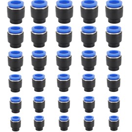 30 Pcs Push to Connect Fittings, Cap Style Pneumatic Blanking Plugs, Push-to-Connect Fitting cap, Fittings for 1/8 5/32 1/4 5/16 3/8 1/2 Tube