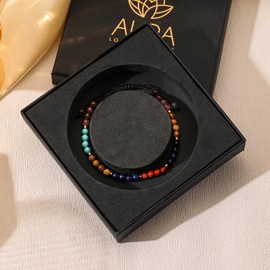 7 Chakra Bracelets for Women Men Healing Crystals Spiritual Chakra Bead Bracelet Reiki Stone Beads Bracelets Yoga Meditation Relax Anxiety Beaded Stretch Bracelets Boho Gifts for Women Jewelry